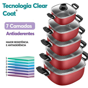 KIT COMPLETO: Panelas Quadradas Antiaderentes C/ Panela de Pressão + Kit Utensílios (Últimas unidades) - OFERTAÇO NIVER DA LOJA