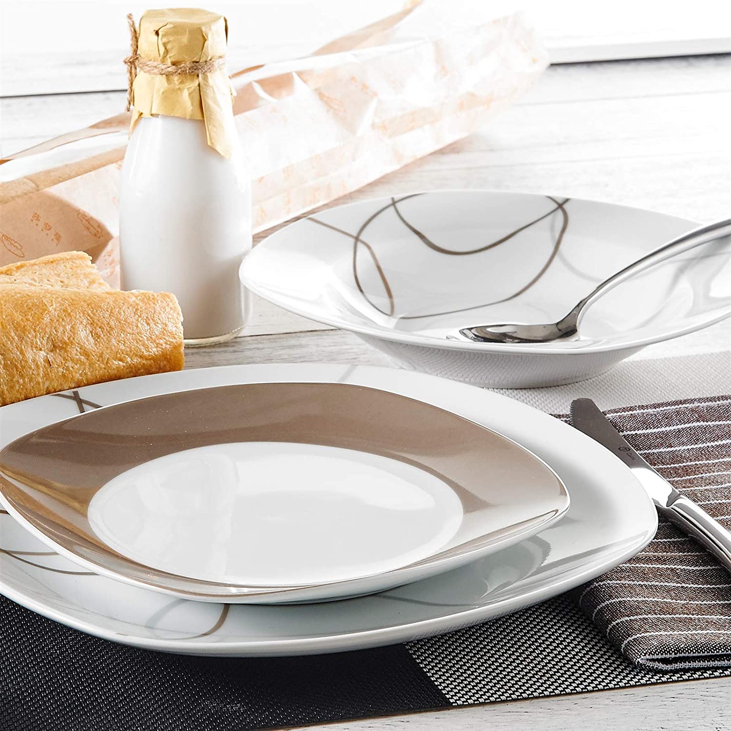 Conjunto Completo de Jantar Zuddy® - 48 Peças em Porcelana de Luxo [67% OFF] HOJE PROMO ANIVERSÁRIO