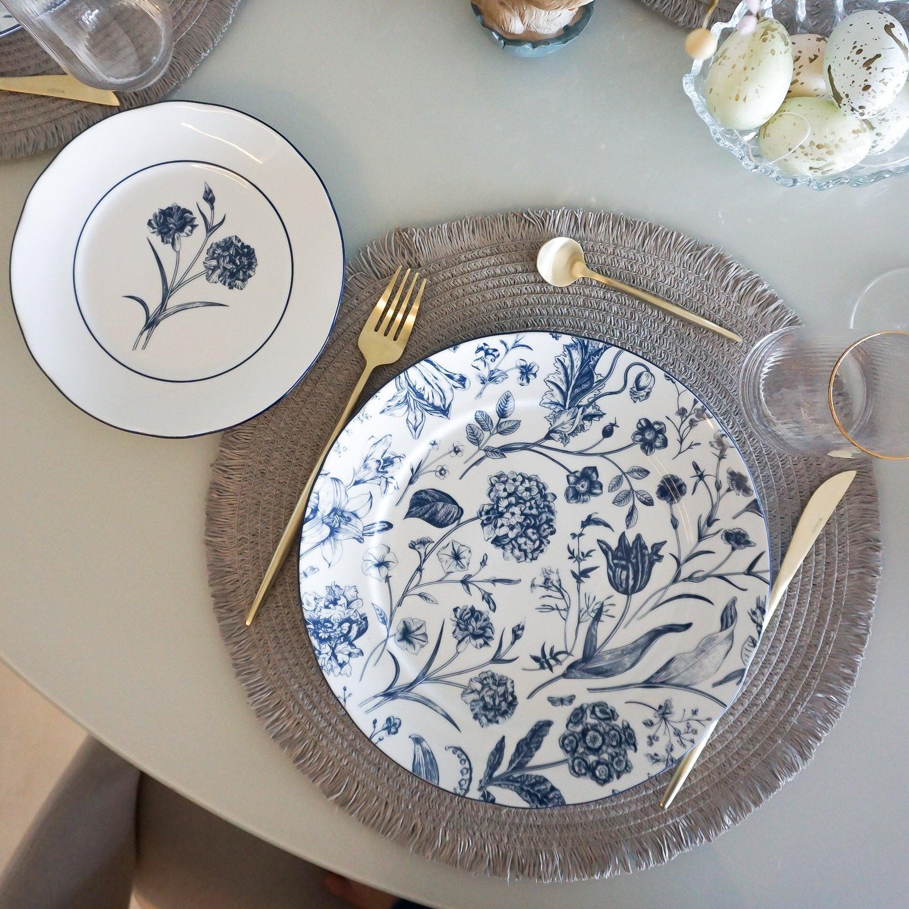 Aparelho de Jantar Jardim Azul Porcelana Artesanal 12 pçs | SOB ENCOMENDA