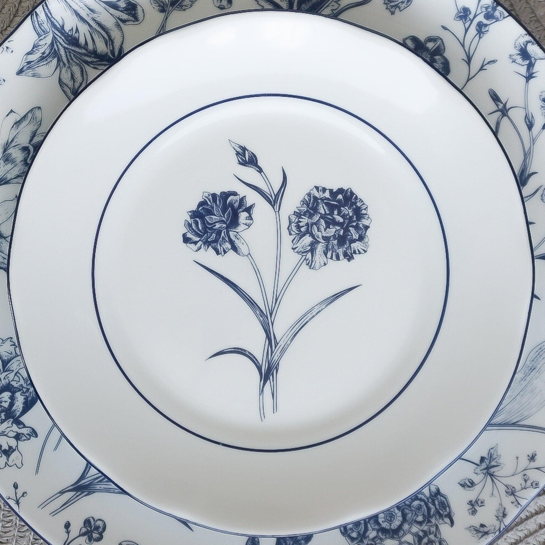 Aparelho de Jantar Jardim Azul Porcelana Artesanal 12 pçs | SOB ENCOMENDA