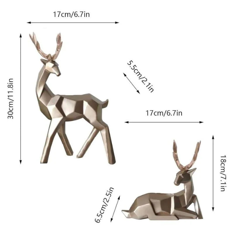 Decoração de Mesa de Resina Estátua Cervo 2 Peças Lenogue