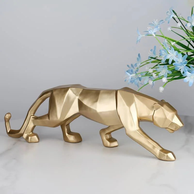 Decoração de Mesa de Resina Estátua Leopardo Lenogue